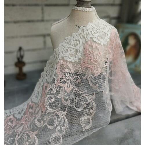 1 Meter/lot 22CM Pink Pretty Flower Lace Fabric Garment Accessories Lace Trimming Applique Sewing DIY Craft Accessories