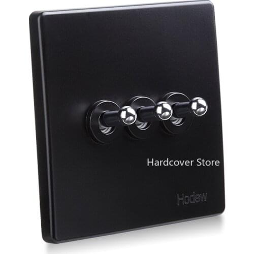 10pcs High Quality 86 Retro Wall Lamp Black Silver Lever Toggle Switch 1-4 Gang Single Dual Control 2 Way Light Switch 10A 250V