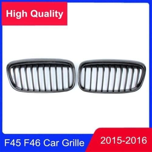 2PC Car Bright Black Racing Grille For BMW 2 Series GT F45 F46 ABS 1-Slat Front Bumper Kidney Grill Grille 2015-2016