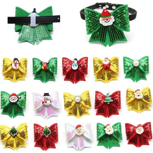 20 Pcs Dog Christmas Bows Movable Pet Dog Bowtie Dog Collar Accessories Christmas Pet Supplies Dog accessories for Small Dogs