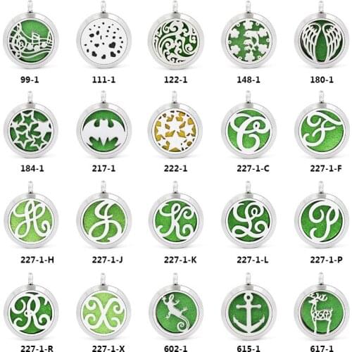 30mm Aromatherapy Diffusers Locket Wholesale Round Silver Color Essential Oil Necklace DLAR99-617