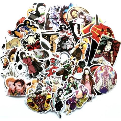 50pcs/set anime Demon Slayer figure toy Kimetsu No Yaiba Sticker Cosplay PVC Waterproof DIY Guitar Car Tanjirou Nezuko Stickers
