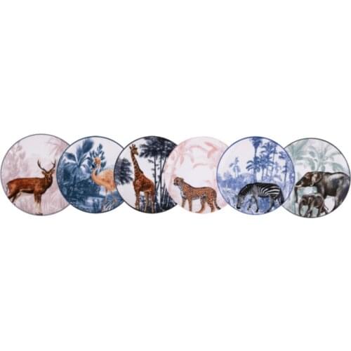 8 inç porselen orman hayvan yaprak desenli seramik tabak seti tatlı pasta tabağı türk porselen şık tasarım sofra yemek