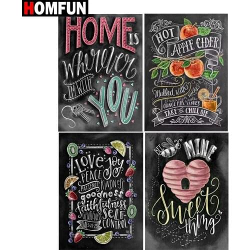 HOMFUN Full Square/Round Drill 5D DIY Diamond Painting "Text pattern" 3D Diamond Embroidery Cross Stitch Home Decor Gift
