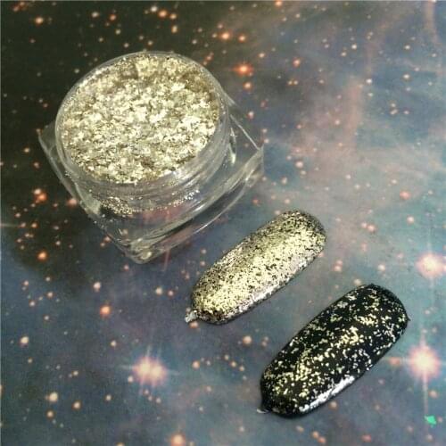 DIAMOND BRIGHT SILVER 1 box Magic Effect Silver Flakes Chrome Pigment Flake Nail Powder Glitter Sequins Nail Art Gel Nail Polish