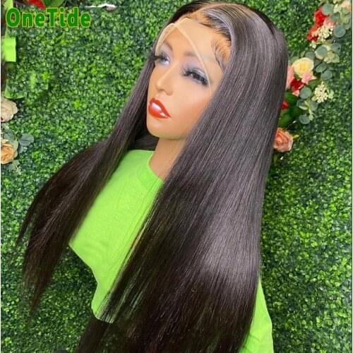 KISSU Brazilian Hair Wigs For Women Straight Lace Front Human Hair Wigs 30 Inch T Part Lace Frontal Wig 4X4 Closure Wig