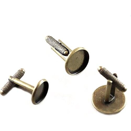 25mm Antique Bronze tone Round Cameo Bezel tray Blank bases Settings Mens Whorl Metal Cuff Links Cufflinks Findings Wholesale