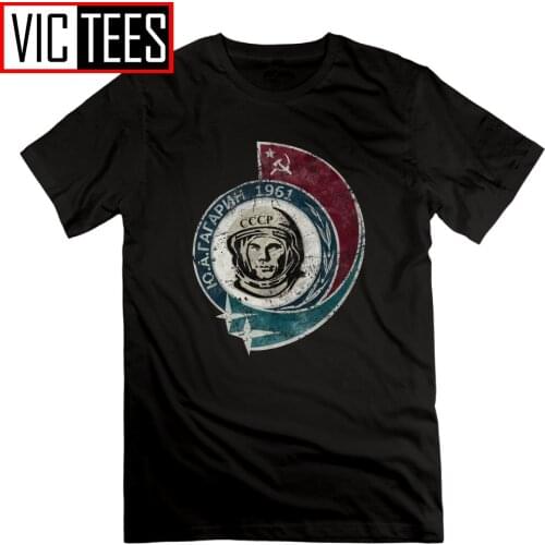 CCCP Yuri Gagarin 1961 Vintage Casual T-Shirt Classic Fit Tees Short Sleeve Men Crewneck 100% Cotton Funky T Shirt