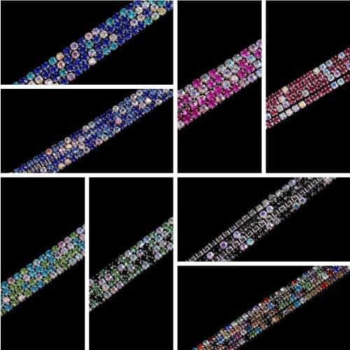 2MM Width Sew On Rhinestones Chain for Clothes Transparent Crystals Handcraft Trim Crystal Appliques Silver Bottom Strass Chain