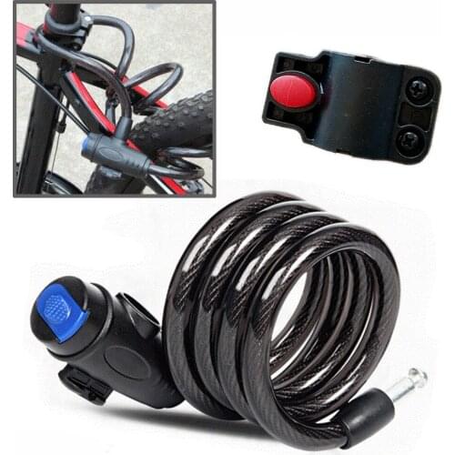 ABS Black Motorcycle Bicycle Cycling Riding Motor Bike Lock Cable Steel Wire Lock With Keys