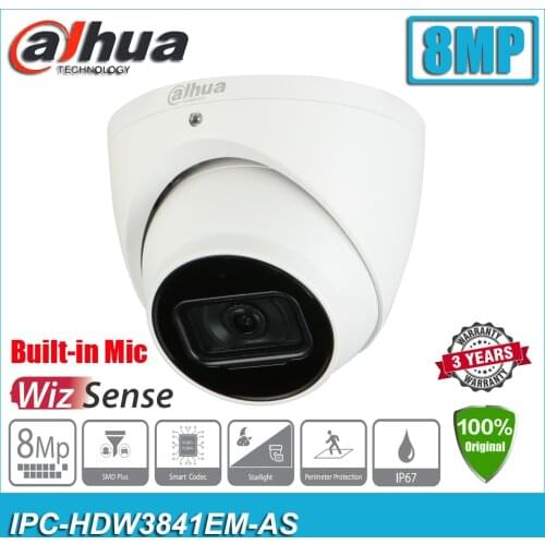 Dahua IPC-HDW3841EM-AS 8MP IR POE Built-in Mic Fixed focal Eyeball WizSense Network CCTV IP Camera HDW3841EM-AS