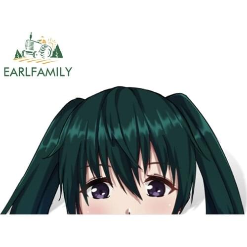 EARLFAMILY 13cm x 6.9cm 3D Cartoon Girl Lenalee Lee Peeker Sticker Graffiti Stickers Big Head Vinyl Anime Peek Waterproof Decal