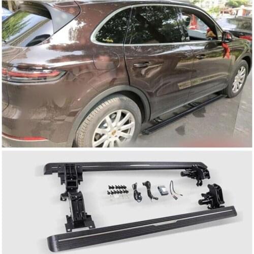 Electric Motor Automatic Switch Closed Running Boards For Porsche Cayenne 2018 2019 2020 2021 22 Side Step Bar Pedals Nerf Bars