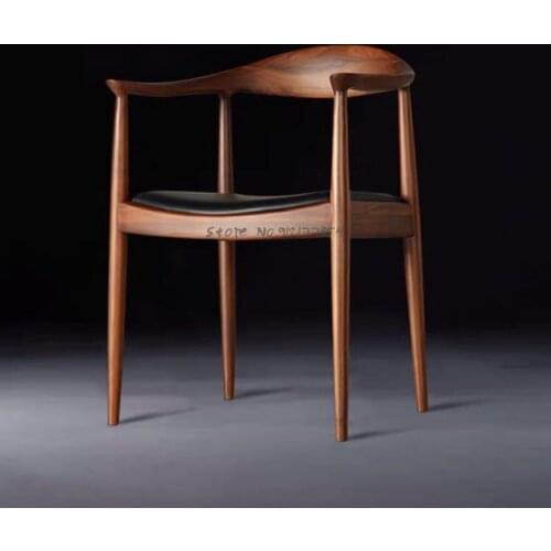 Natural wood industry solid wood leather original Kennedy desk chair Nordic style modern minimalist presidential chair dining ch