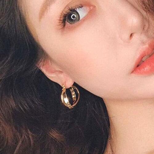 GorGor Clip Earrings Women Copper Material Pattern Circle Cross Gold Plated Exquisite Temperament Birthday Jewelry DKE-1019
