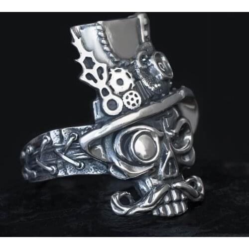 Juno Retro punk steam parts HAT SKULL a Gothic Ring halloween Ring