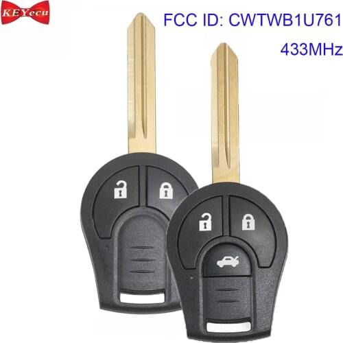 KEYECU for Nissan 350Z Altima Armada Maxima Sentra Patrol Navara Micra Remote Key Fob 433MHz CWTWB1U761 H0561-1HB1A H0561-C990D