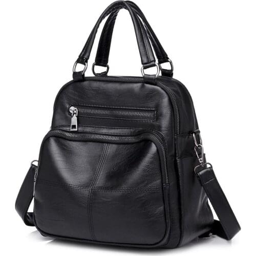 PU Leather Classic Retro Casual Shoulders Backpack Women Simple Wild Handbags High Quality Large Capacity Ladies Crossbody Bag