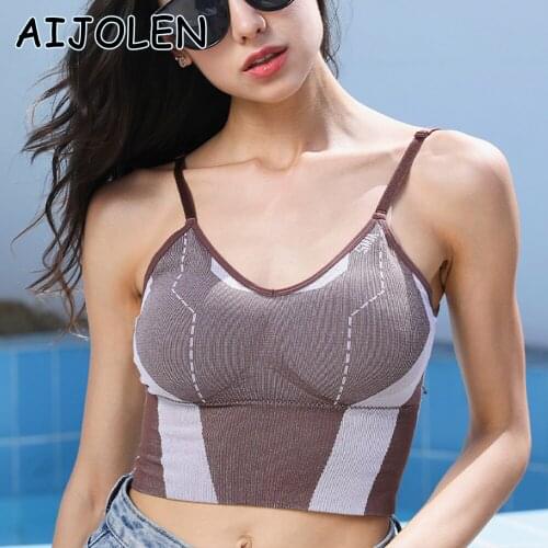 Stitching Contrast Seamless Bra Slim Gather Bra Comfortable Elastic Sports Bra Womens Underwear Big U-shaped Sports Underwear