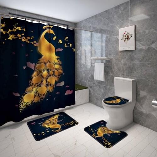 Microfiber Rug Shower Tub Mat Black Toilet Floor Mats Set Warm Bathroom Carpet Non Slip Washroom Rugs and Shower Curtain