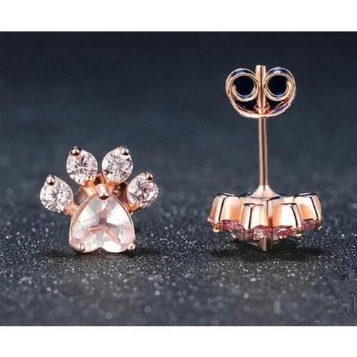 Cute Cat Paws For Girls Stud Earrings Animal Claws Paw Jewelry Accessory Rose Gold Color Cat Claws Gifts Hypoallergenic Material