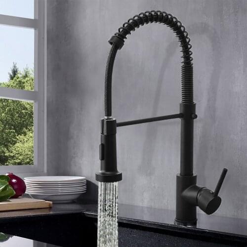 360 Degree Stretch Faucet With Spring Black Brushed Stream Sprayer Nozzle Hot Cold Mixer Tap Multi-Function Sink Kitchen Faucets