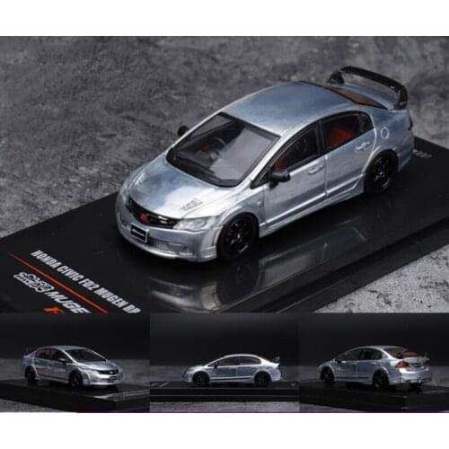 1:64 scale diecast Alloy Metal sliver car model Civic FD2 Mugen Unlimited Miniature Scene for Mens exquisite simulation Gift