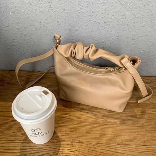 Fashion Folds Lady Hand Bags Cloud Pu Leather Baguette Women Messenger Bag Female Underarm Shoulder Bags Pleated Bag Handbags