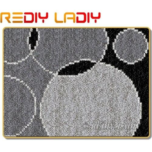 Latch Hook Rug Kits Crocheting Carpet Rug Circle Pattern Acrylic Yarn Pre-Printed Canvas Cushion Mat DIY Crochet Tapestry Crafts