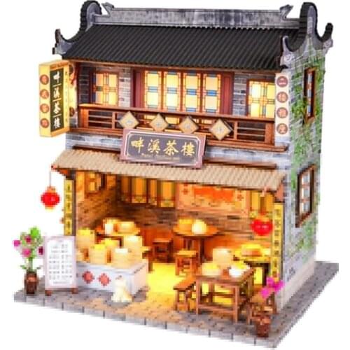 DIY Miniature Dollhouse Kit Chinese-style House Kit With Furniture Wooden Doll Houses Miniature Dollhouse Furniture Kit Decent