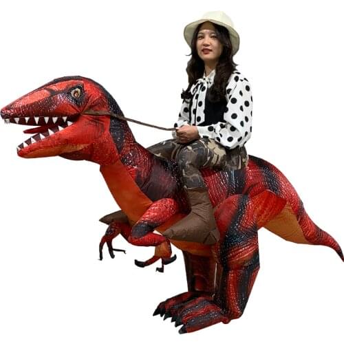 NEW Adult Kids Inflatable Costume Riding Dinosaur T-REX Cosplay Halloween Suit