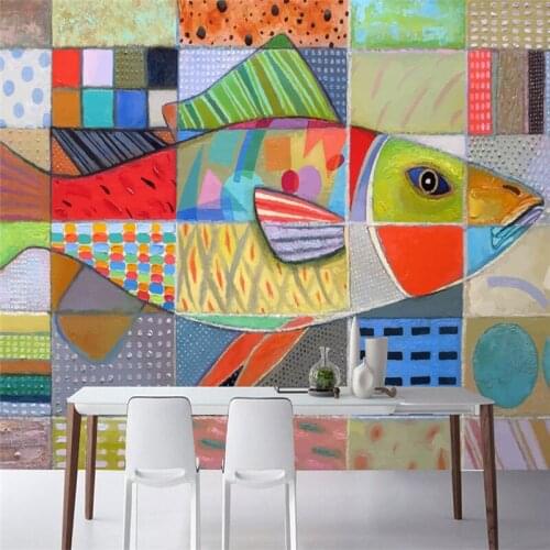 Wallpapers Youman Custom Photo 3D Stereoscopic Fish Murals Hand Painted Color Walls for Living Room Background Wall Papers