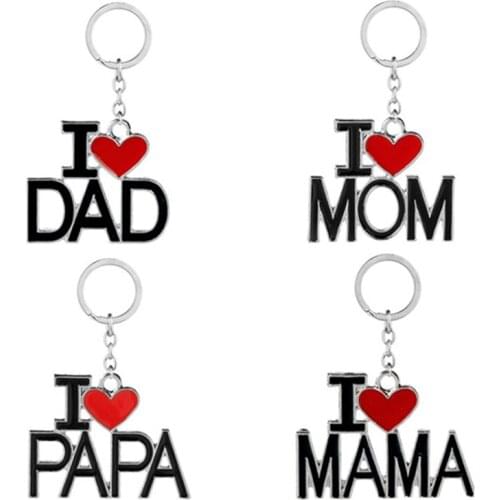 MOM DAD Keychains Metal Keychain Mother Father 's Day Gift Valentine' S Gift I Love Dad And PaPa Keyrings