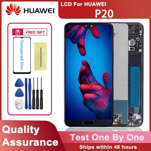 100% Original 5.8" IPS LCD Display With Frame For Huawei P20 EML-L09 EML-L22 EML-L29 LCD Touch Screen Digitizer Assembly Replace