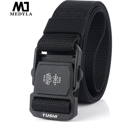 MEDYLA Hard Nylon Simple Convenient Tactical Belt Soft Genuine Nylon Military Belt Tough Non-Slip Mens Hunting Fishing Belt