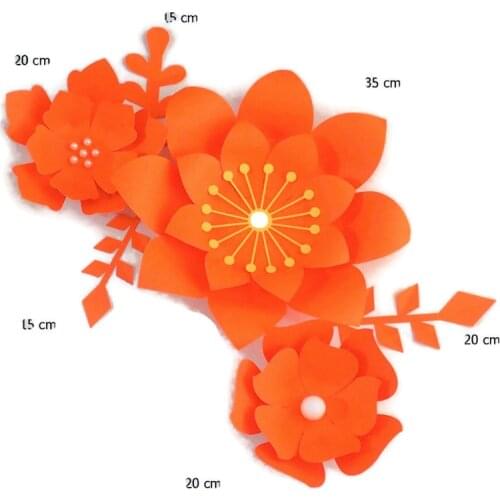Handmade Orange Easy Made DIY Paper Flowers Orange Leaves Set 4 Nursery Wall Deco Baby Shower Kids Room Backdrop Video Tutorials