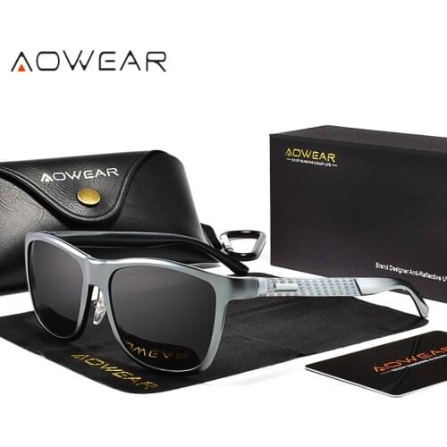 AOWEAR Luxury Quality Sun Glasses Men Polarized Aluminum Retro Sunglasses Men Polaroid Goggles Square Glasses Lunette De Soleil