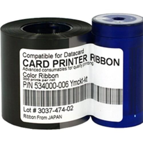 Compatible 534000-006 YMCKTKT Color Ribbon 300 Prints 1 Roll For Use in Datacard SP55 SP55Plus SP75 SP75Plus SD360 Card Printer