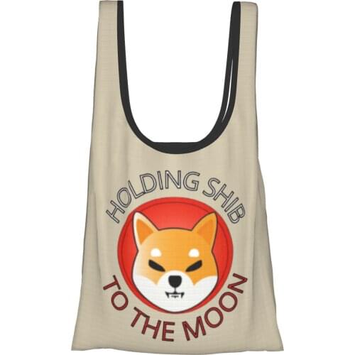 Shib Coin Holding Shiba Inu Crypto To The Moon Bag Woman Cheap Fold eco-friendly Bag Shib Army Ins tote Bag