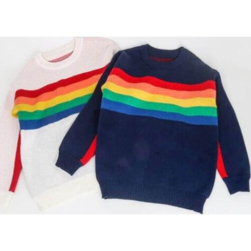 Baby Kids Sweater Autumn Spring Fashion Cartoon Rainbow Infant Child Long Sleeve Casual Coats Sweaters Cute Boy Girl Outfits