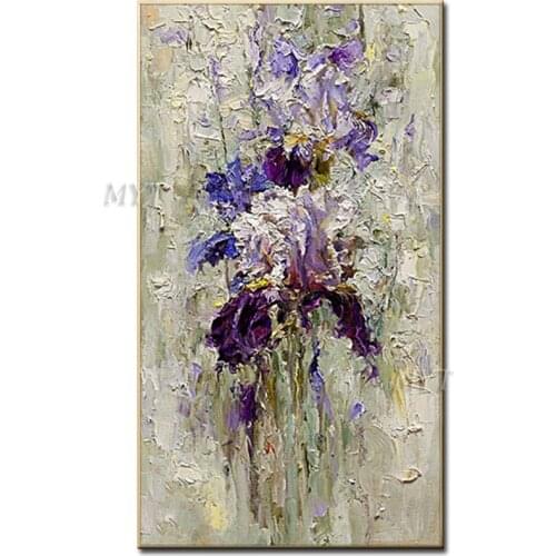 Three - Dimensional Painting Of Purple Flowers Handpainted Wall Art Home Decor Picture Modern Oil Painting On Canvas Unframe
