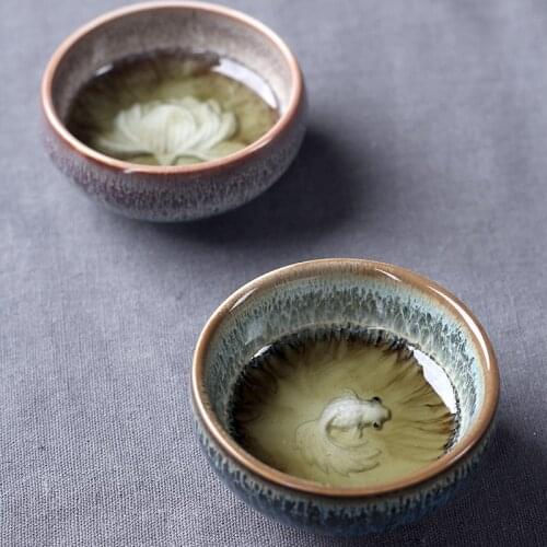 Built tea cup ceramic Yixing Cup fambe glaze master Gongfu tea bowl Yixing Cup