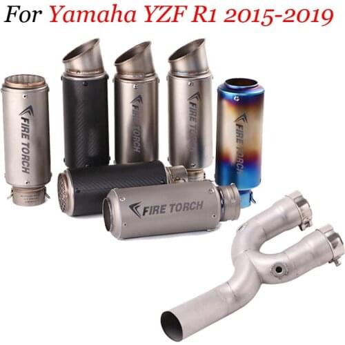 Slip On For Yamaha R1 YZF R1 MT10 2015-2020 Motorcycle Escape Exhaust Modified Middle Link Pipe Muffler