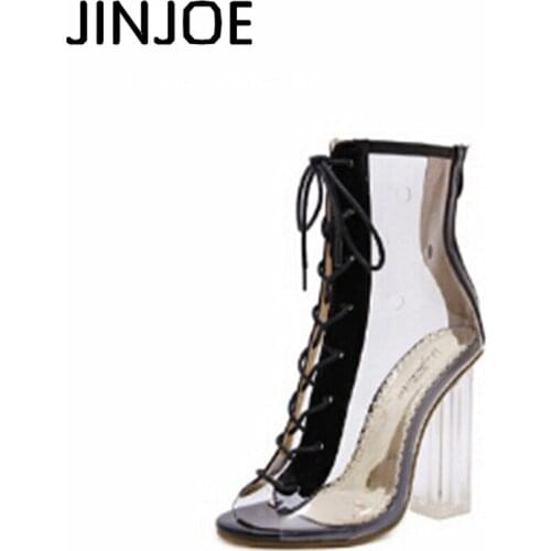 2017 NEW Crystal heel Open toe Sandals With crude Womens Shoes pump High-heeled Cool boots 34-40 code