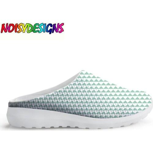 Women Sandals Pale Mint & Lilac Decorative Moroccan Woman Summer Slip on Mesh Shoes Vintage Printed Ladies Beach Sandals Slip-on