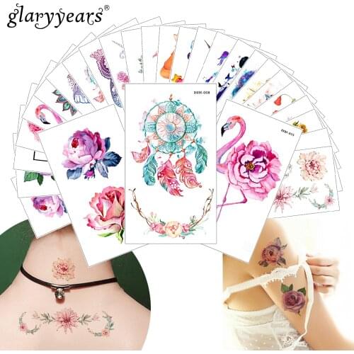 Glaryyears New Designs 1 Piece Flower Body Tattoo Temporary Waterproof Flamingo Henna Animals DIY Art Tattoo Sticker 2019 XKM