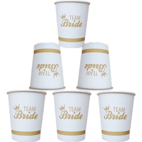 10pcs/20pcs Team Bride Paper Cup for Wedding Decoration Bachelorette Party Bridal Shower Bride Cup Bridesmaid Gift Party Favor-S