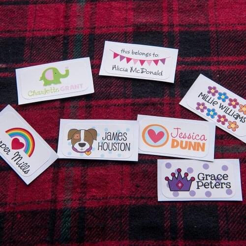 FREE SHIPPING 105 pcs Personalized Name Stickers Customized cartoon pattern Water Proof School Label Tag FREE SHIPPING