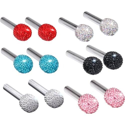 2pc Universal Car Door Lock Protective Cover Lifting Bolt Diamond Aluminum 6 Colors