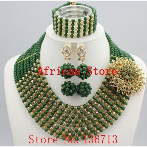 2019 New Beads Balls Necklace Nigerian Wedding Bridal Jewelry Set African Beads Jewelry Set Free Shipping SY802-3